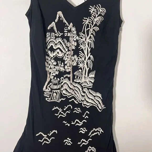 Sue Wong Maxi Midi Slip Dress Silk Fairy Goth Asian Oriental Vintage Y2K Guest